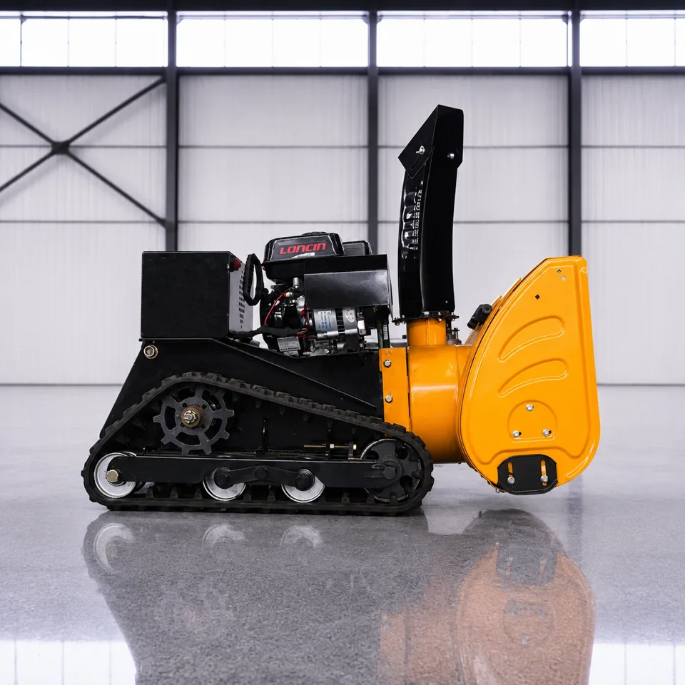 Side view of the tracked snow-clearing machine